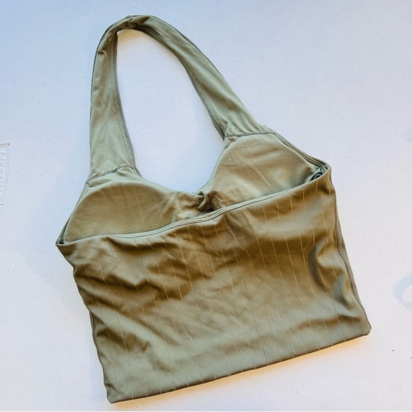 EUC Klassy Network Women's Olive Green Ribbed Halter Brami Crop Top Small - Picture 5 of 13